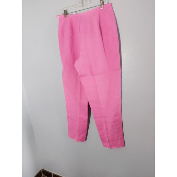 TALBOTS Barbie Pink Irish Linen side Zip Pants Size 12 - Picture 5 of 9